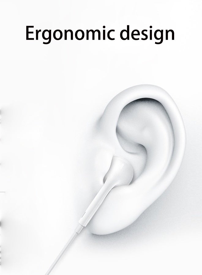 سماعة أذن داخلية سلكية مع ميكروفون أبيض - Image 2